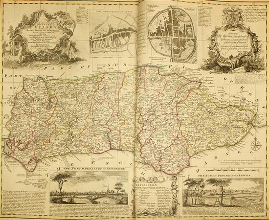 Emmanuel Bowen Accurate map of the County of Sussex, overall 22.5 x 28in., unframed